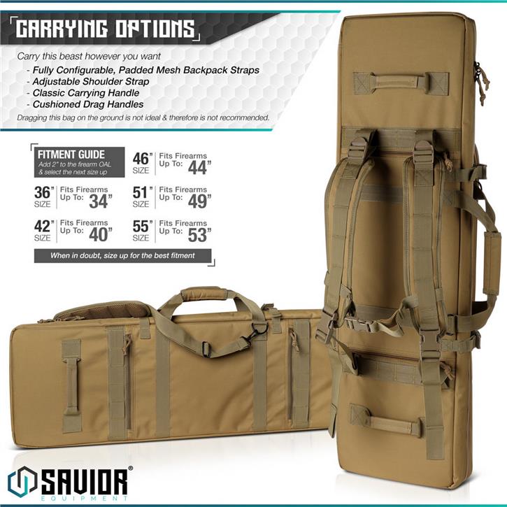 SAVIOR URBAN WARFARE Çift Kapasiteli Tüfek Çantası 42" (Toprak)