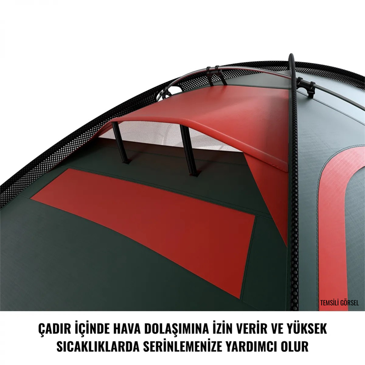 HUSKY Fighter 3-4 Kişilik Çadır (Kırmızı)