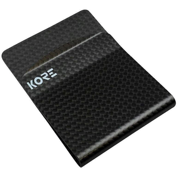 KORE İnce Deri Cüzdan + Carbon Fiber Para Klipsi