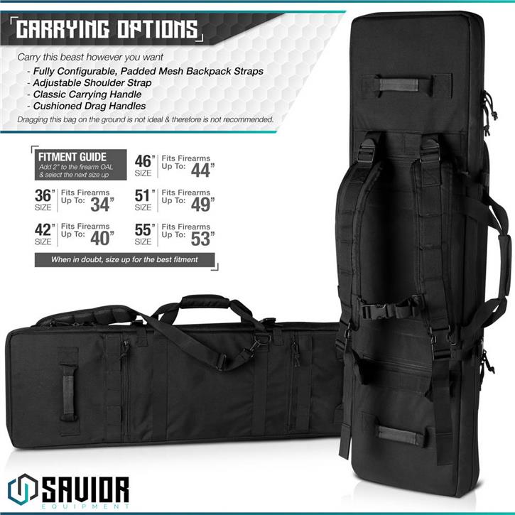 SAVIOR URBAN WARFARE Çift Kapasiteli Tüfek Çantası 46" (Siyah)